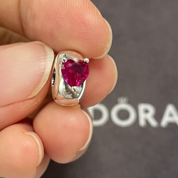 Pandora Red Heart Solitaire Clip Charm - Picture 5 of 5